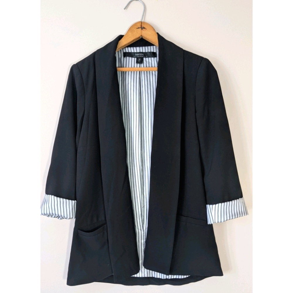 Kensie Black Crepe Blazer Jacket (S)